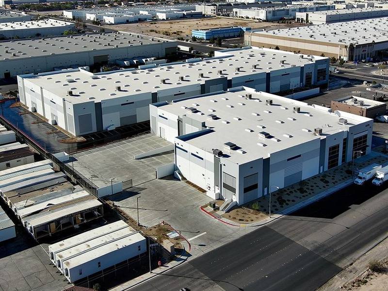 Aerial view of completed warehouse buildings near Cheyenne, Las Vegas